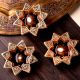 Brass Starry Flower Oil Lamp Diwali Decoration Gift Pack of 3 Diyas